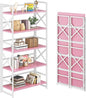 4NM 5 Tiers No Assembly Book Shelves, 51.2" H Folding Bookshelf Bookcase Open by 4NM