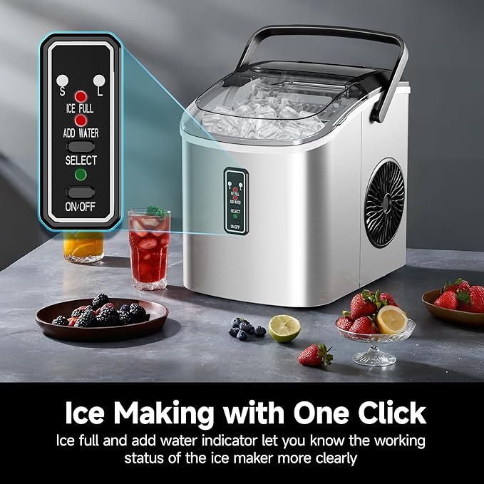 EUHOMY Ice Maker Countertop, 9 Cubes Ready in 6 Mins, Self-Cleaning, Portable - Image 4