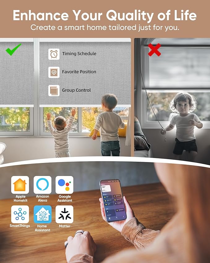 Kincmo Motorized Blinds with Remote, 100% Blackout Motorized Roller Shades Work - Image 3