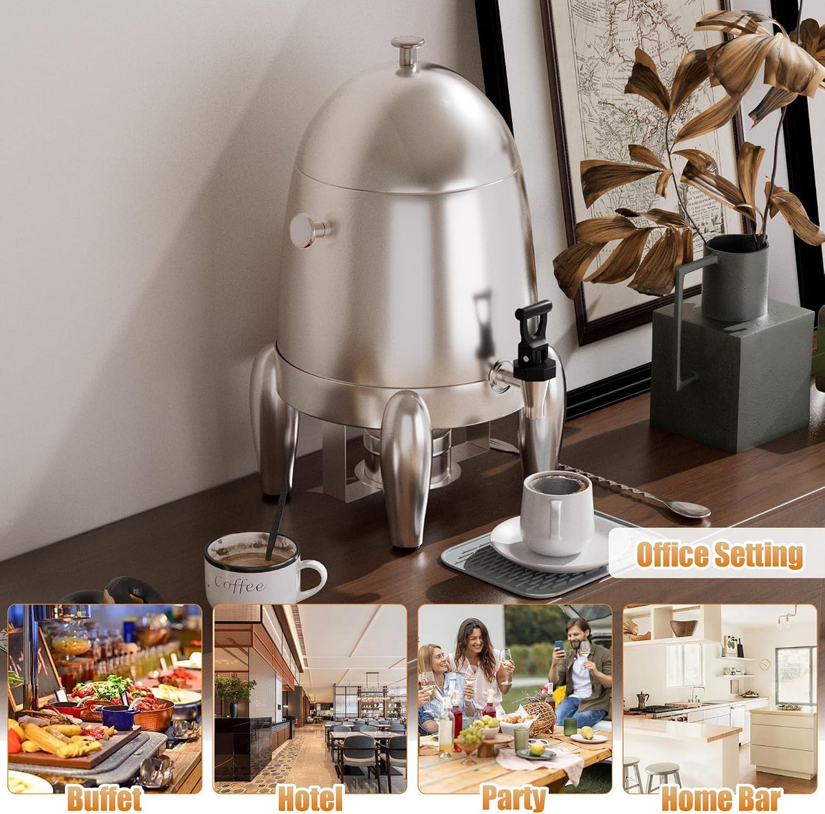 3 Gallon Beverage Dispenser with Stand, Commercial Coffee Urn with Spigot, Ho...