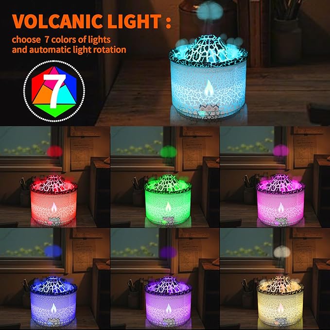 BOHOFAM Essential Oil Diffuser 360ML, Volcano and Flame Diffuser/Humidifier 2 - Image 2