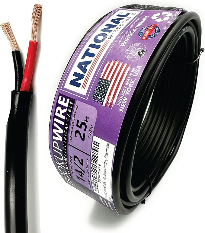 NATIONAL Wire & Cable – 14 AWG 2-Conductor Premium Copper Wire, 25 ft, Stranded by NATIONALWireCable
