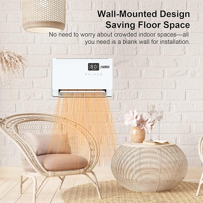 Wall-Mounted Space Heater with ECO Thermostat and Remote Control, LED Display - Image 3