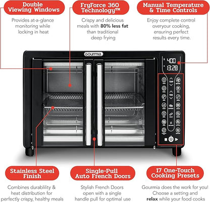 Gourmia Toaster Oven Air Fryer Combo 17 cooking presets 1700W french door - Image 6