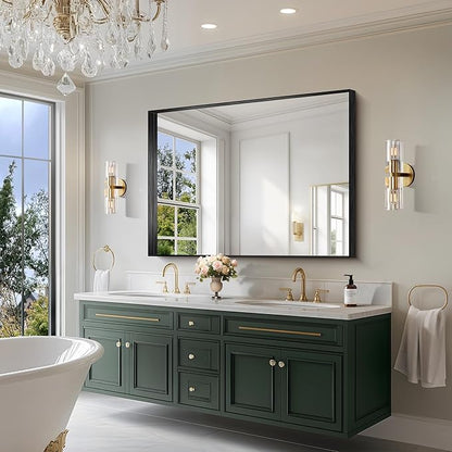CIRCUMI Black Bathroom Mirror, Brushed Finish, Tempered Glass, Large Mirror - Image 2