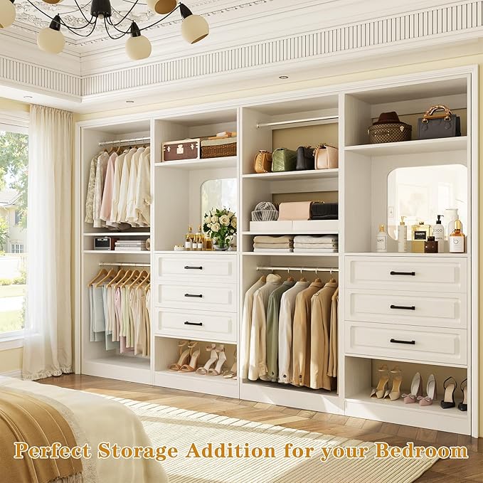 Unikito Closet System with Drawers, 100” Wood Closet Organizer with Hanging - Image 2