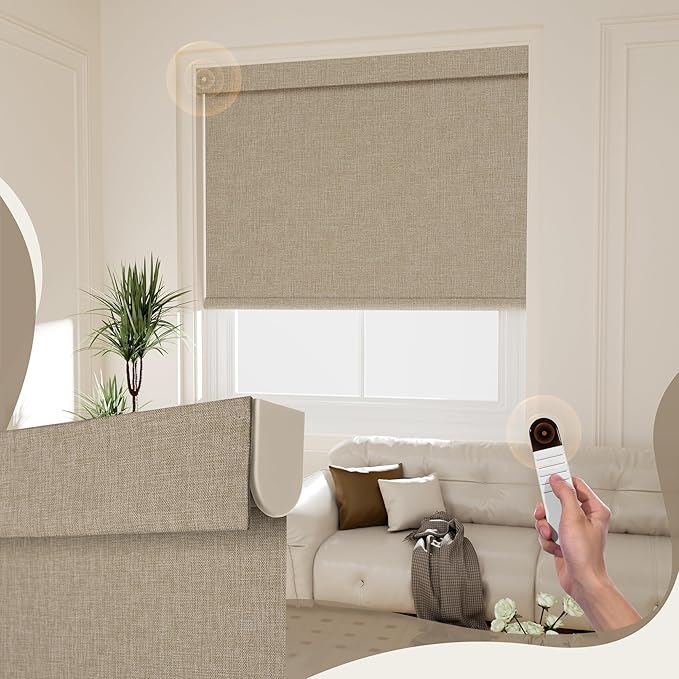 Boolegon Motorized 100% Blackout Roller Blinds by Boolegon