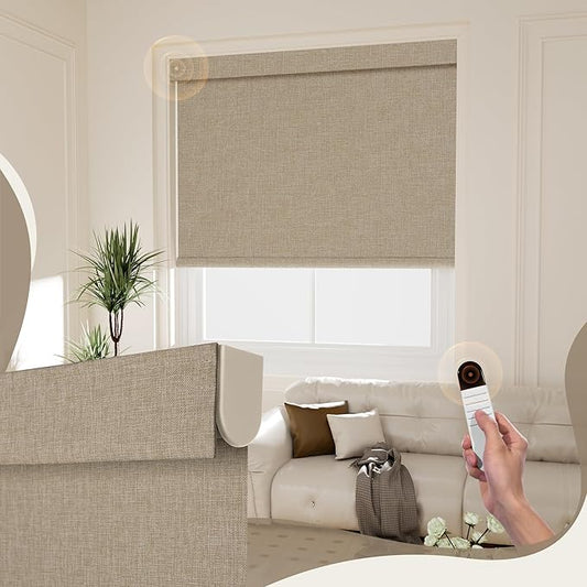Boolegon Motorized 100% Blackout Roller Blinds by Boolegon