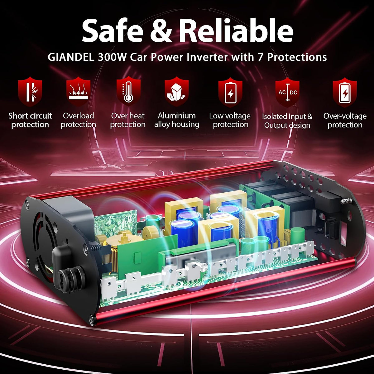 300 Watt Pure Sine Wave Car Power Inverter, PD30W USB-C and QC 3.0 Fast Charg...