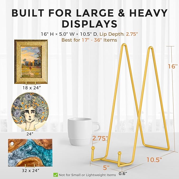 TR-LIFE 16 Inch Gold Metal Plate Stand - Image 3
