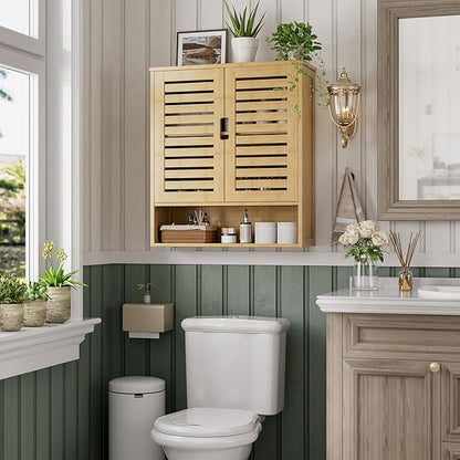 SMIBUY Bathroom Cabinet Wall Mounted, Bamboo Over-The-Toilet Storage Organizer - Image 2