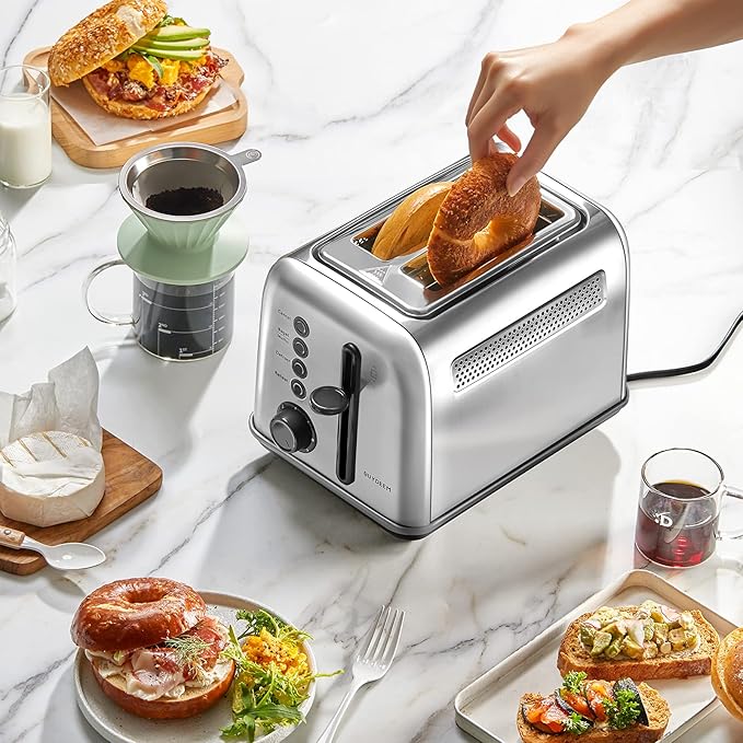BUYDEEM DT620 2-Slice Toaster, Extra Wide Slots, Retro Stainless Steel - Image 5