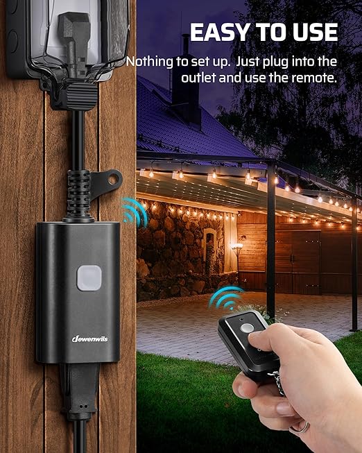 DEWENWILS Outdoor Remote Control Outlet, 15A Wireless Remote Control Switch - Image 2