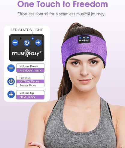 MUSICOZY Sleep Headphones Wireless, Grape Purple - Image 6