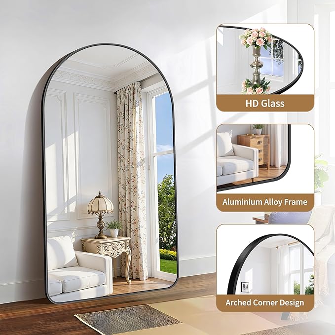 GLASHOM Arched Bathroom Mirror, Wall Mounted Mirror, Living Room, Vertically - Image 2