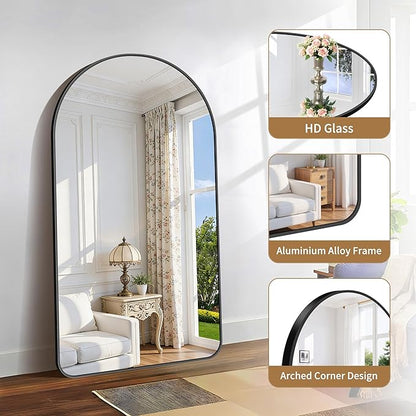 GLASHOM Arched Bathroom Mirror, Wall Mounted Mirror, Living Room, Vertically - Image 2
