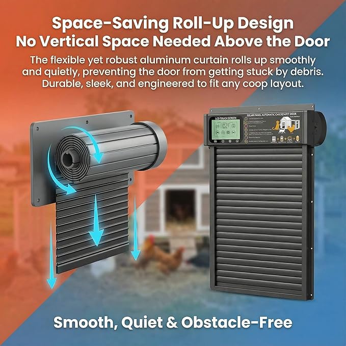XRDZYXGS Automatic Chicken Coop Door Opener, Space-Saving Roll-up Design - Image 2