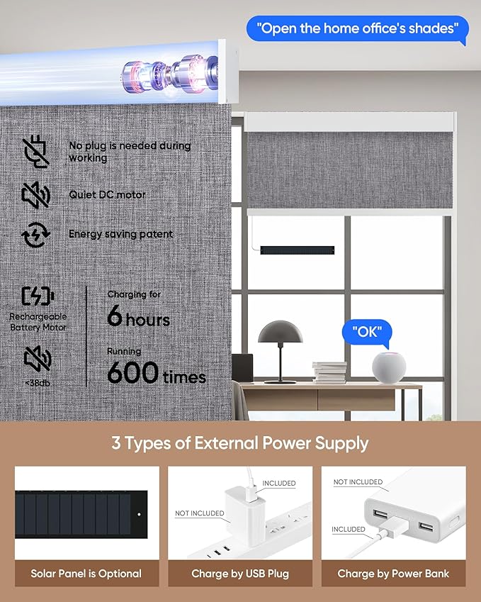 Kincmo Motorized Blinds with Remote, 100% Blackout Motorized Roller Shades Work - Image 5