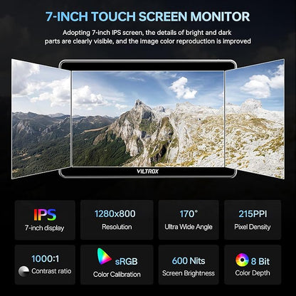 VILTROX DC-L2 7 inch SDI Camera Monitor, 1280x800 IPS HD Touch Screen Camera - Image 2