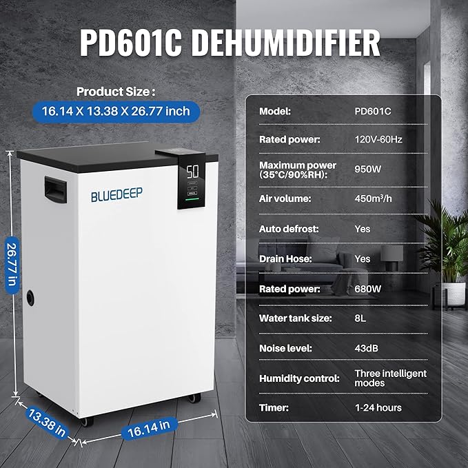 BLUEDEEP 190 Pints Commercial Dehumidifier - Image 3