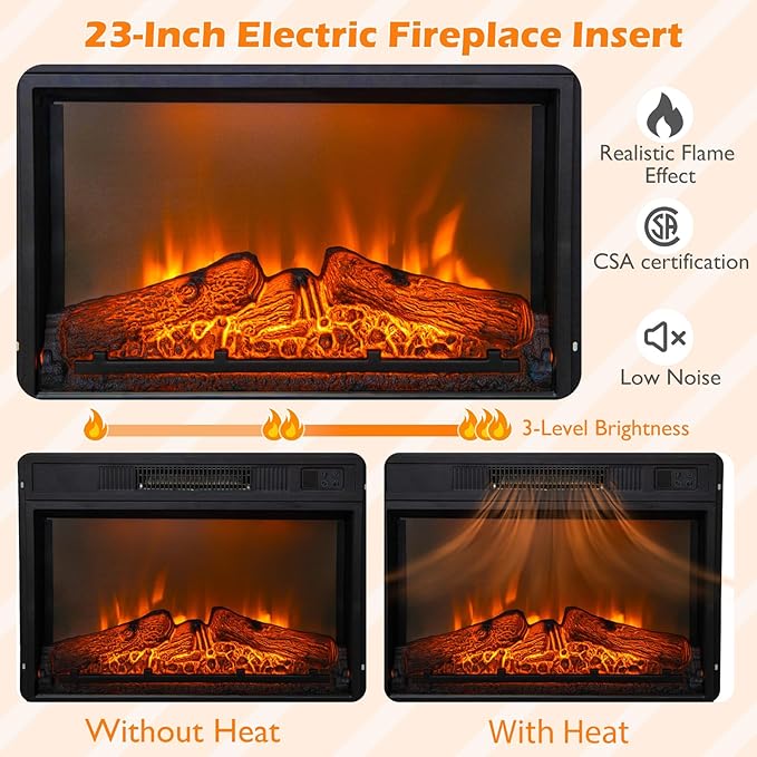 SIMOE 58 in TV Stand with 23 Inch 5100BTU Fireplace, Electric Fireplace TV - Image 3