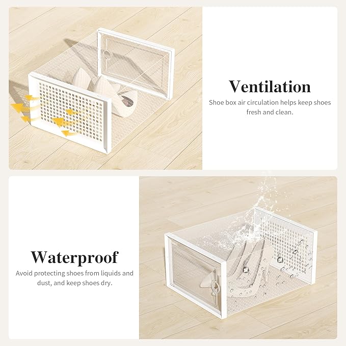 Kuject X-Large Shoe Storage Boxes Organizers Clear Plastic Stackable 12 Pack - Image 6