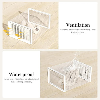 Kuject X-Large Shoe Storage Boxes Organizers Clear Plastic Stackable 12 Pack - Image 6