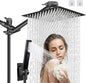 12" High Pressure Square Rain Shower Head and 2-in-1 Hand Shower, Rainfall by AWAXFOLO