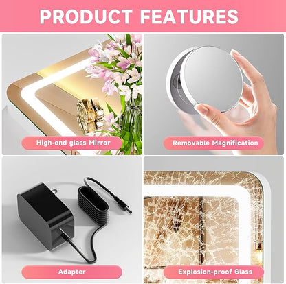 Vanity Mirror with Lights, Dimmable 3 Modes, Memory Function, Smart Touch - Image 7