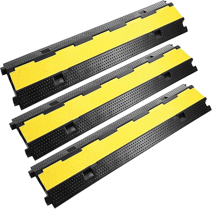 Reliancer 3 Pack Dual Channel Rubber Cable Protector Ramp 2 Channel Traffic by RELIANCER