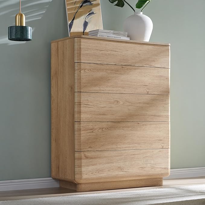 JXQTLINGMU 5 Drawer Dresser for Bedroom, Push-to-Open Chest of Drawers for by JXQLINGMUFurniture