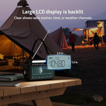 Emergency Weather Radio with AM/FM/NOAA/SW, 5 Ways Powered Solar Hand Crank - Image 7