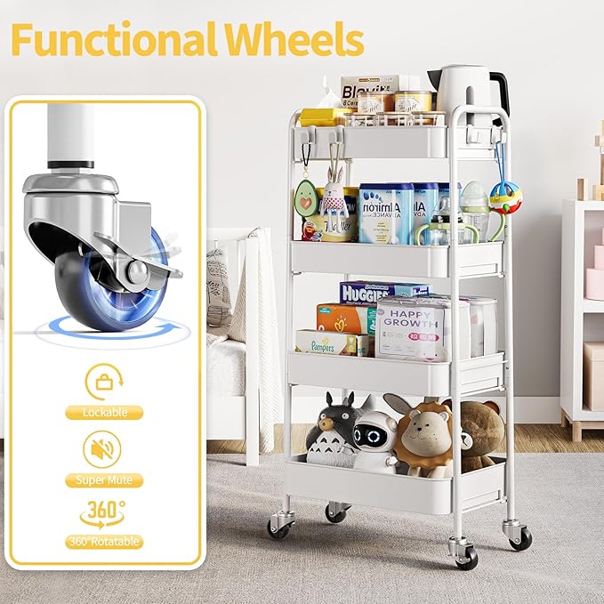 TOOLF 4-Tier Metal Rolling Cart - Image 4
