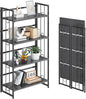 4NM No Assembly 4 Tiers Folding Bookshelf, 47.2" H Foldable Storage Shelves by 4NM