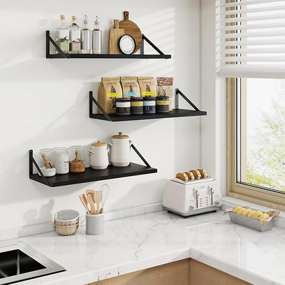 Axeman Deep Floating Shelves | 24 Inch Black Wall Shelves Set of 2 | 10 Inch - Image 2