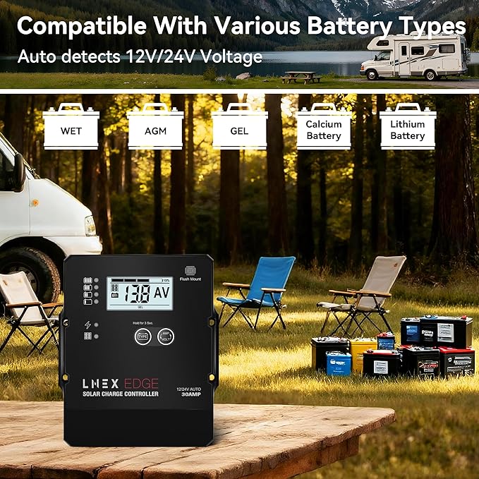 Solar Charge Controller with Flush Mount Design, 6 Stage Charging with LCD - Image 7