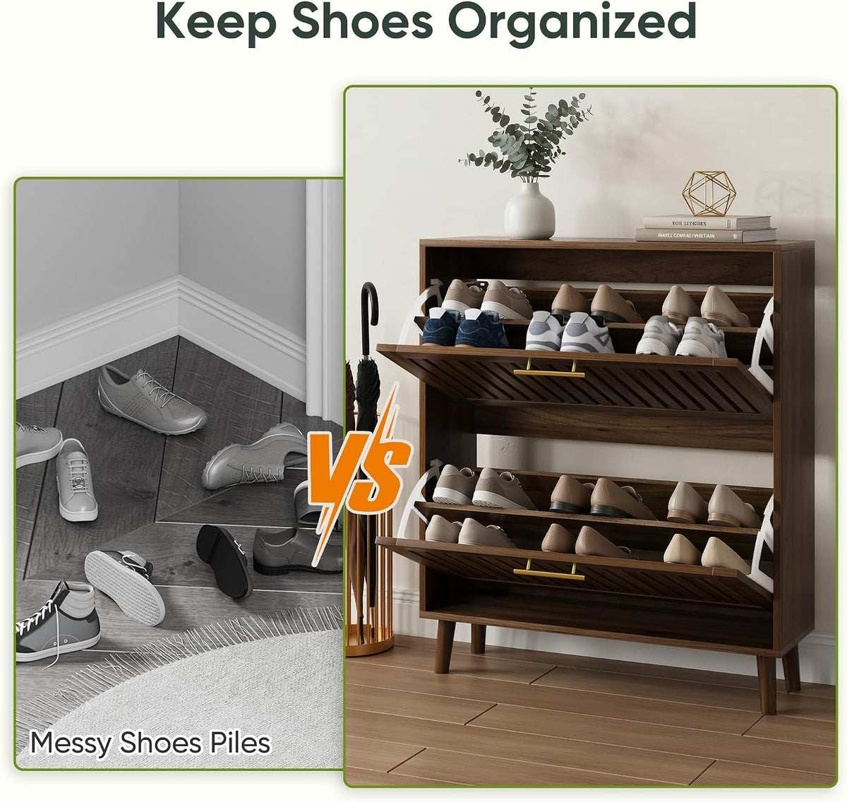 smart fendee 31.5" w shoe cabinet storage for, front angle view