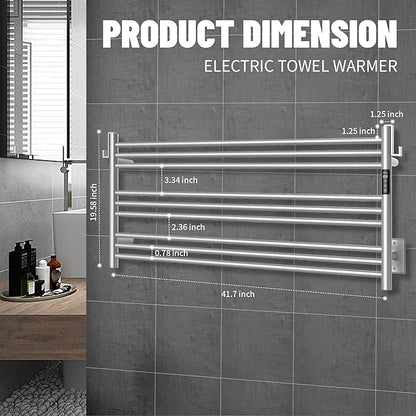 K&KALONZO Towel Warmer for Bathroom, Wall-Mounted 9-Bar Heated Towel Rack - Image 6