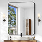 Bathroom Mirror, 36 x 30 inch Metal Framed Black Rectangle Mirror, Rounded by WelcometoCIVENO