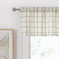Buffalo Plaid Café Curtain Valances for Kitchen 55"x15"x1 | Woven Black Stripes on Beige Linen Textured Farmhouse Checkered Window Treatment for Bathroom Kitchen,Rod Pocket