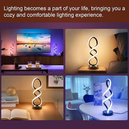 Modern Table Lamp, 7 Colors 10 Light Modes Spiral Design Table Lamp, Touch - Image 5