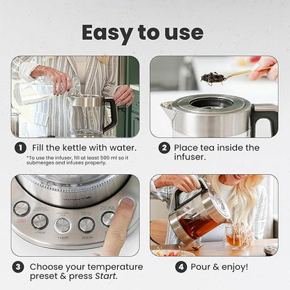 Vianté Electric Kettle With Infuser. No Plastic In Contact With Water. Hot Tea - Image 6