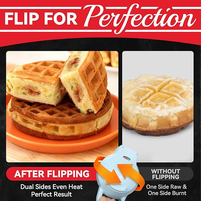 6" Stuffed Waffle Maker Rotating, Flip Waffles Maker Machine - Image 4