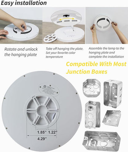 4pack 12 Inch Flush Mount Ceiling Light, 24w Led Ceiling Light, - Image 7