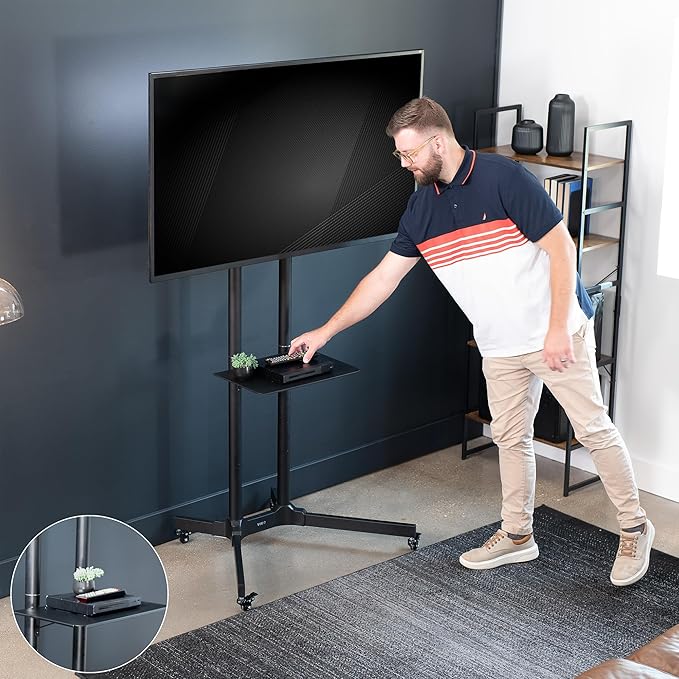 VIVO Mobile TV Cart for 32 to 83 inch Screens up to 110 lbs, LCD LED OLED 4K - Image 7