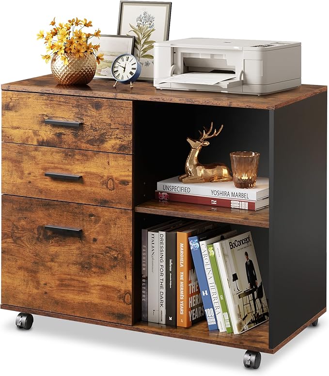DEVAISE 3 Drawer Mobile File Cabinet, Wood Lateral Filing Cabinet, Printer Stand by DEVAISE