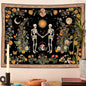Wegklazax Skull Moon and Flowers Tapestry, Bohemian Hippie Gothic Wall Hanging for Room Decor, Mystical Altar Home Decor 60L x 44W