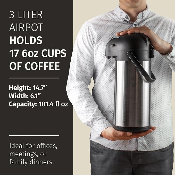 Cresimo Coffee Carafe for Keeping Hot 102oz Airpot Coffee Dispenser - 3L - Image 4