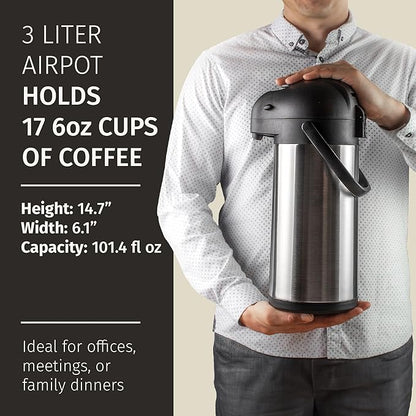 Cresimo Coffee Carafe for Keeping Hot 102oz Airpot Coffee Dispenser - 3L - Image 4