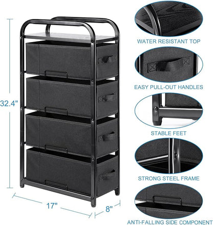 MAX Houser 4 Drawer Narrow Dresser Fabric Storage Tower Vertical Slim Storage - Image 3